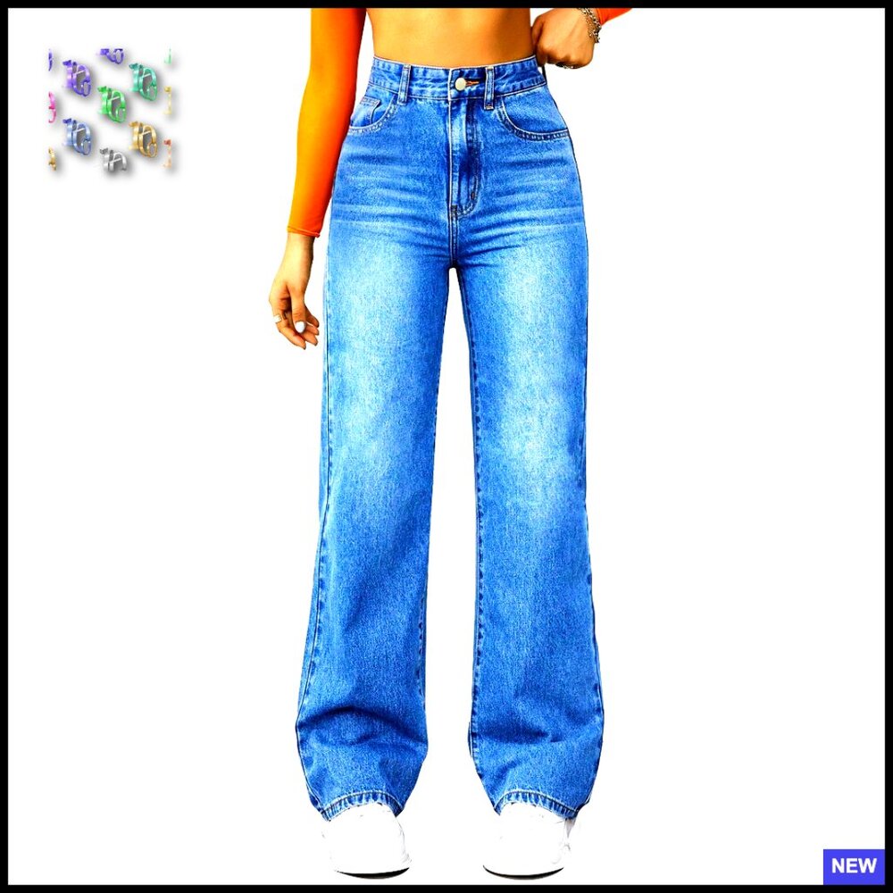 High Waisted Straight Leg Boyfriend Jeans Wide Fit Loose Y2k Chic Denim Pants